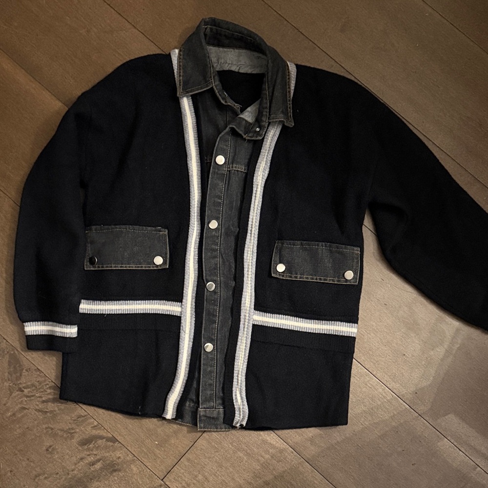 Woman's Black Jacket with White  & Jean Accents
